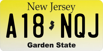 NJ license plate A18NQJ