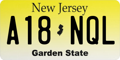 NJ license plate A18NQL