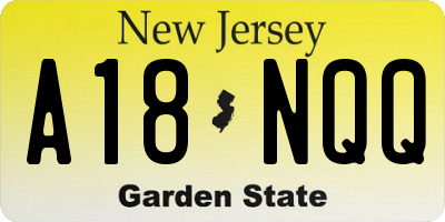 NJ license plate A18NQQ