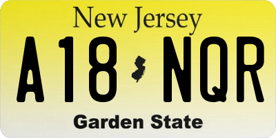NJ license plate A18NQR