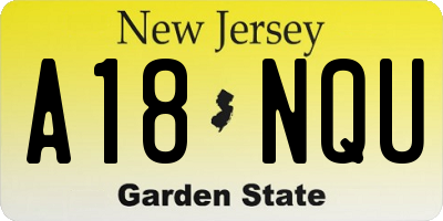 NJ license plate A18NQU