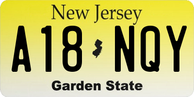 NJ license plate A18NQY