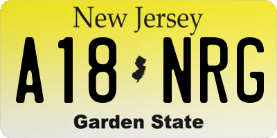 NJ license plate A18NRG