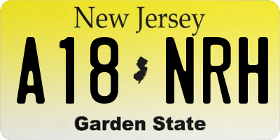 NJ license plate A18NRH