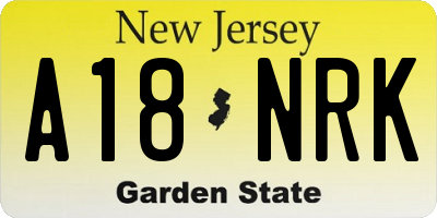NJ license plate A18NRK