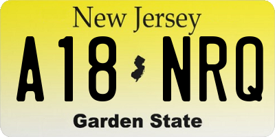 NJ license plate A18NRQ