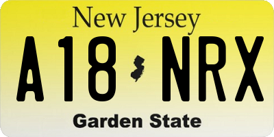 NJ license plate A18NRX