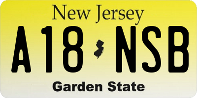 NJ license plate A18NSB