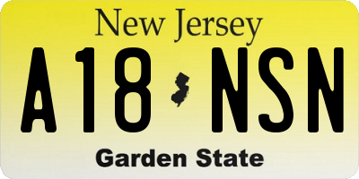 NJ license plate A18NSN