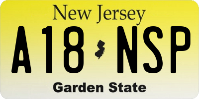 NJ license plate A18NSP