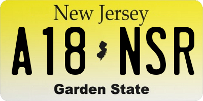 NJ license plate A18NSR