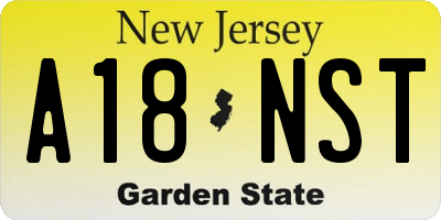 NJ license plate A18NST