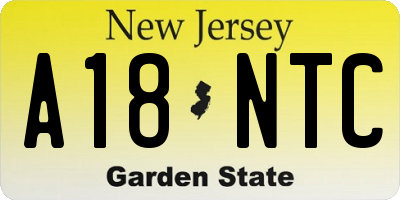 NJ license plate A18NTC
