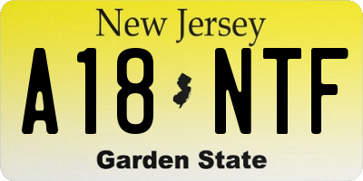 NJ license plate A18NTF