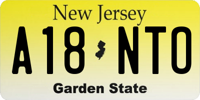 NJ license plate A18NTO