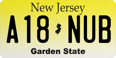 NJ license plate A18NUB