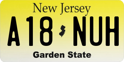 NJ license plate A18NUH