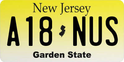 NJ license plate A18NUS