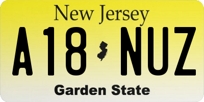NJ license plate A18NUZ