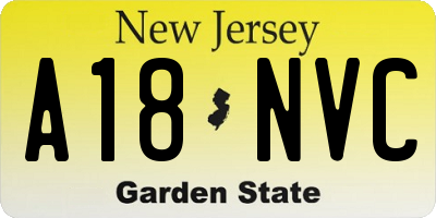 NJ license plate A18NVC