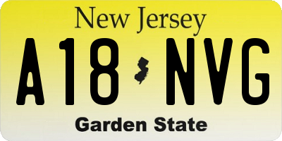 NJ license plate A18NVG