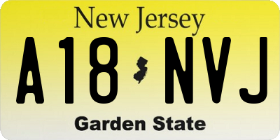 NJ license plate A18NVJ