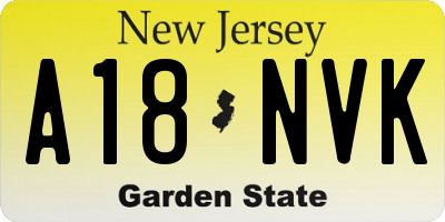 NJ license plate A18NVK