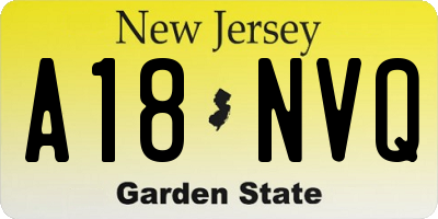 NJ license plate A18NVQ