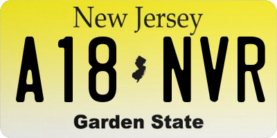NJ license plate A18NVR