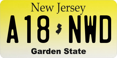 NJ license plate A18NWD