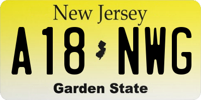 NJ license plate A18NWG