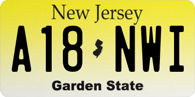 NJ license plate A18NWI