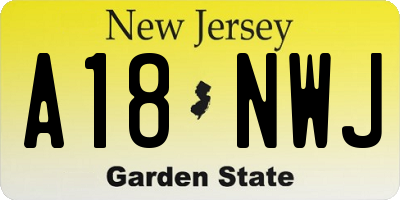 NJ license plate A18NWJ