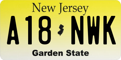 NJ license plate A18NWK
