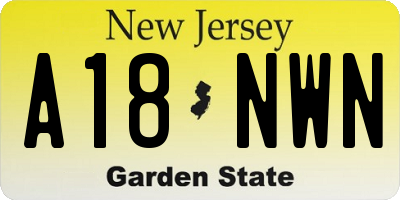 NJ license plate A18NWN