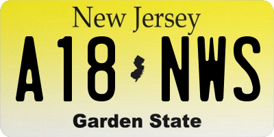 NJ license plate A18NWS
