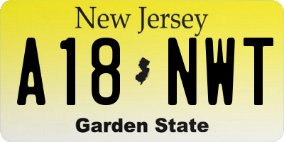 NJ license plate A18NWT
