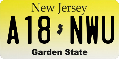 NJ license plate A18NWU