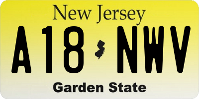 NJ license plate A18NWV
