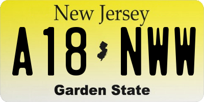 NJ license plate A18NWW