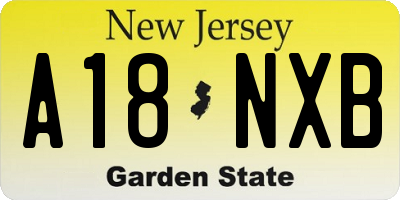 NJ license plate A18NXB