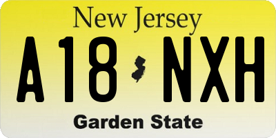 NJ license plate A18NXH