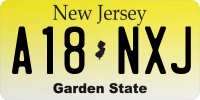 NJ license plate A18NXJ