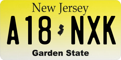 NJ license plate A18NXK