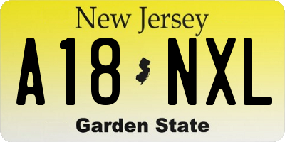 NJ license plate A18NXL