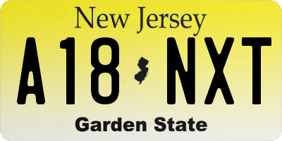 NJ license plate A18NXT