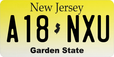 NJ license plate A18NXU