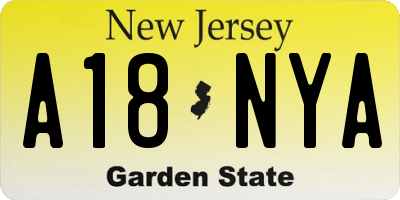 NJ license plate A18NYA