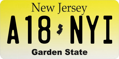 NJ license plate A18NYI
