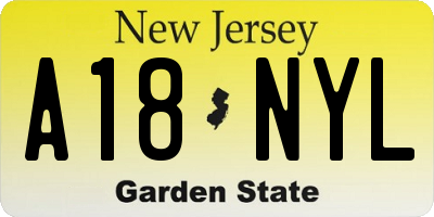 NJ license plate A18NYL